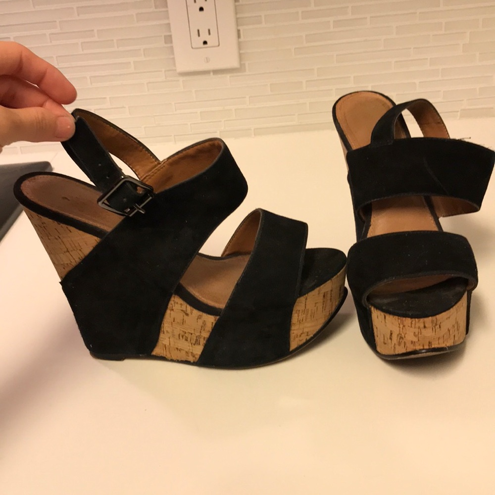Black suede and cork Aldo wedges